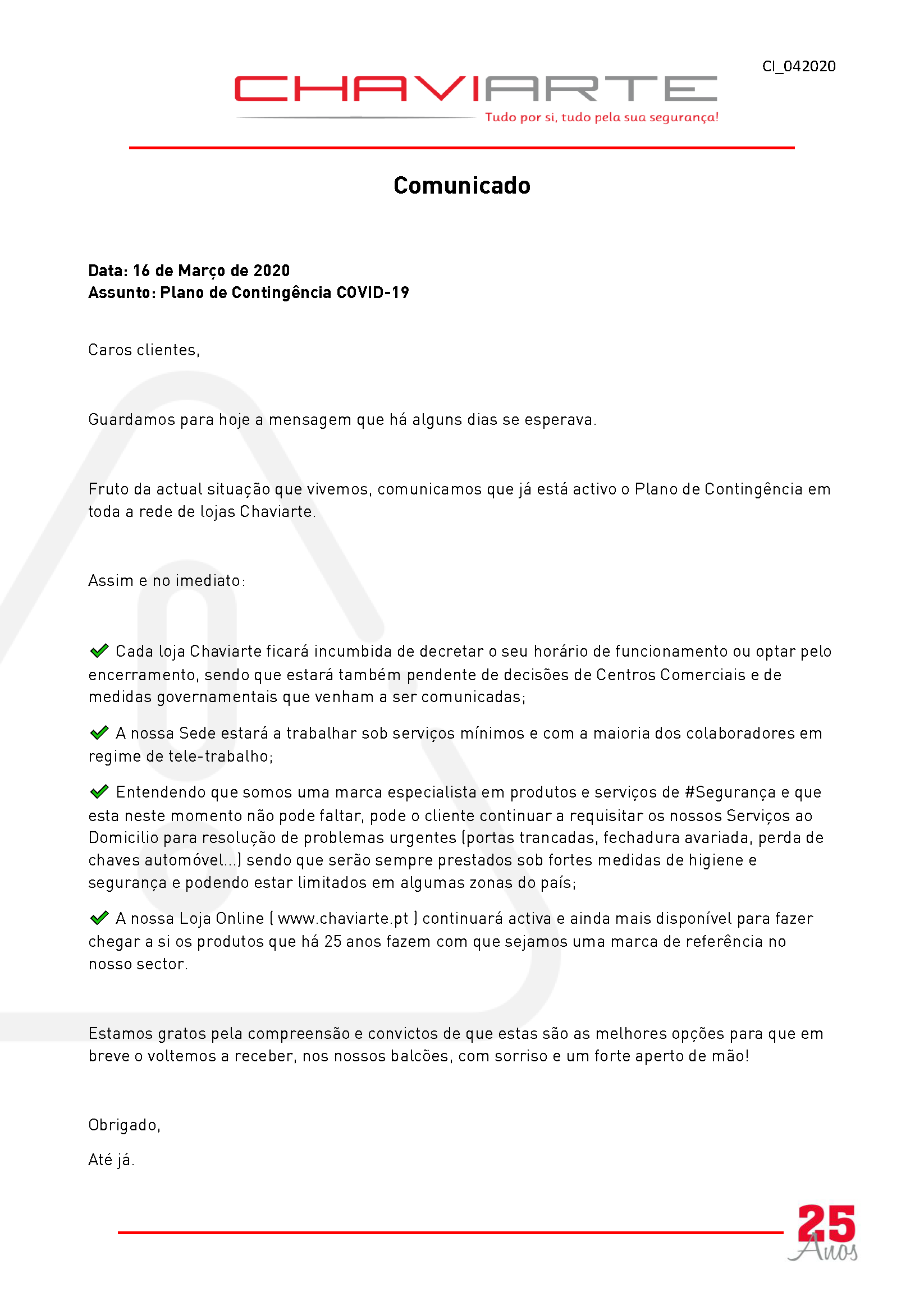 Anuncio: COVID-19 Plan de contingencia